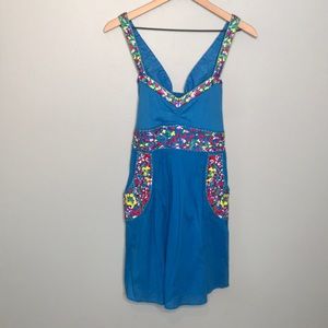 Free People blue floral embroidered mini dress 12